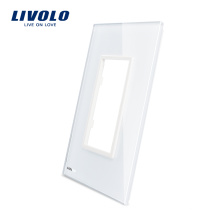 Livolo Luxury White Pearl Crystal Glass 125mm * 78mm EE. UU. Panel de vidrio sencillo para la venta para el interruptor de pared Socket VL-C5-SR-11